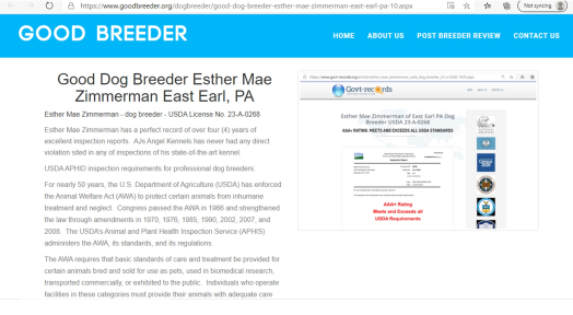 goodbreeder, esther, mae, zimmerman, dog, breeder, ester, esther-mae, dog-breeder, usda, 23-a-0268, 23a0268, east, earl, pa, pennsylvania, puppies, for, sale, dogbreeder, kennel, usda, inspection, reports, puppy, mill, puppymill, show, reviews